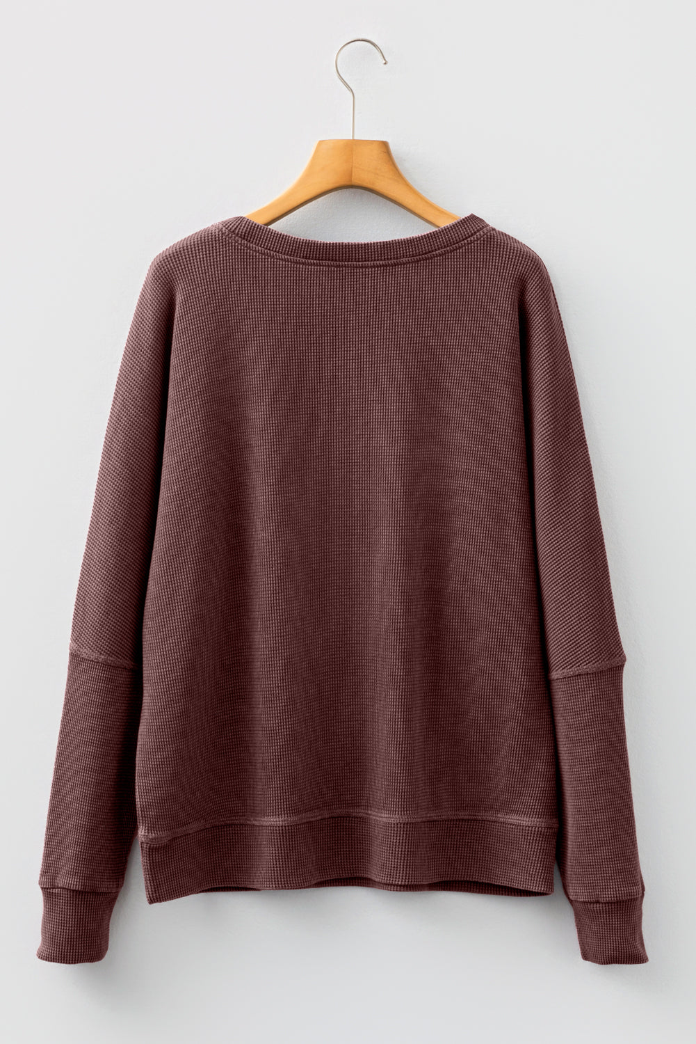 Waffle Knit Patchwork Long Sleeve Top