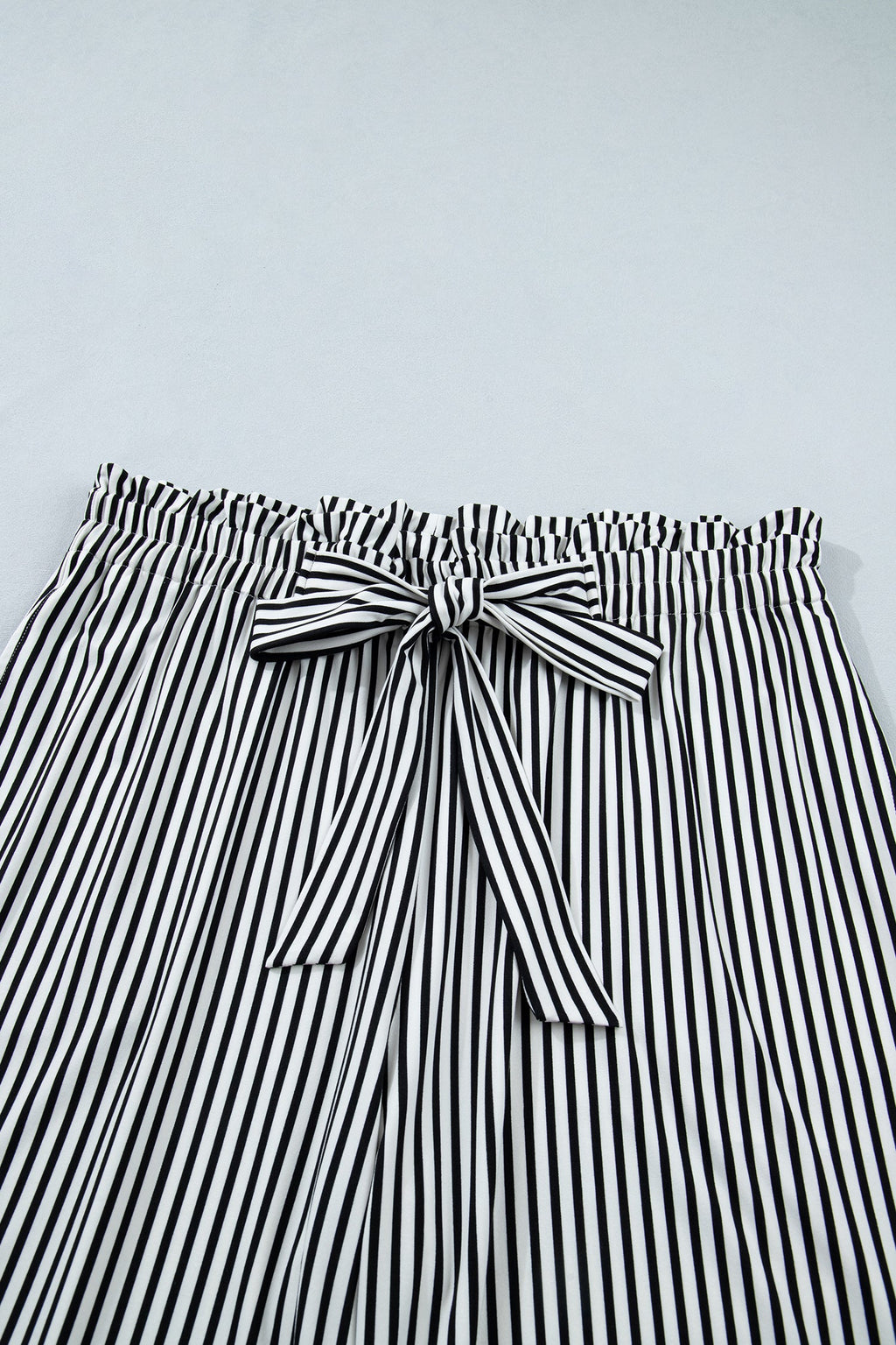Plus Size Stripe Tie Waist Straight Pants
