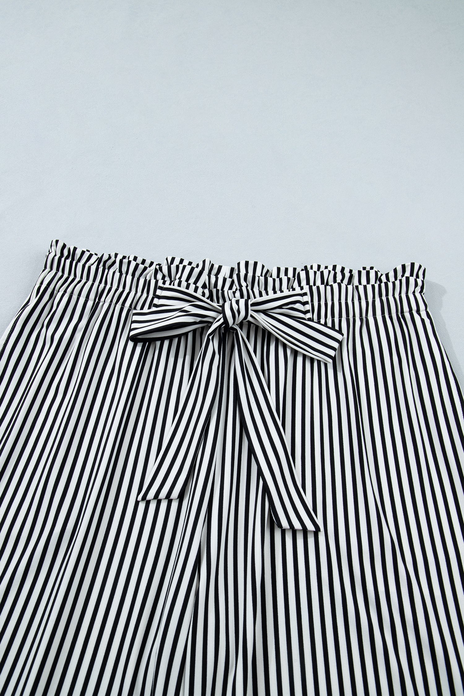 Plus Size Stripe Tie Waist Straight Pants