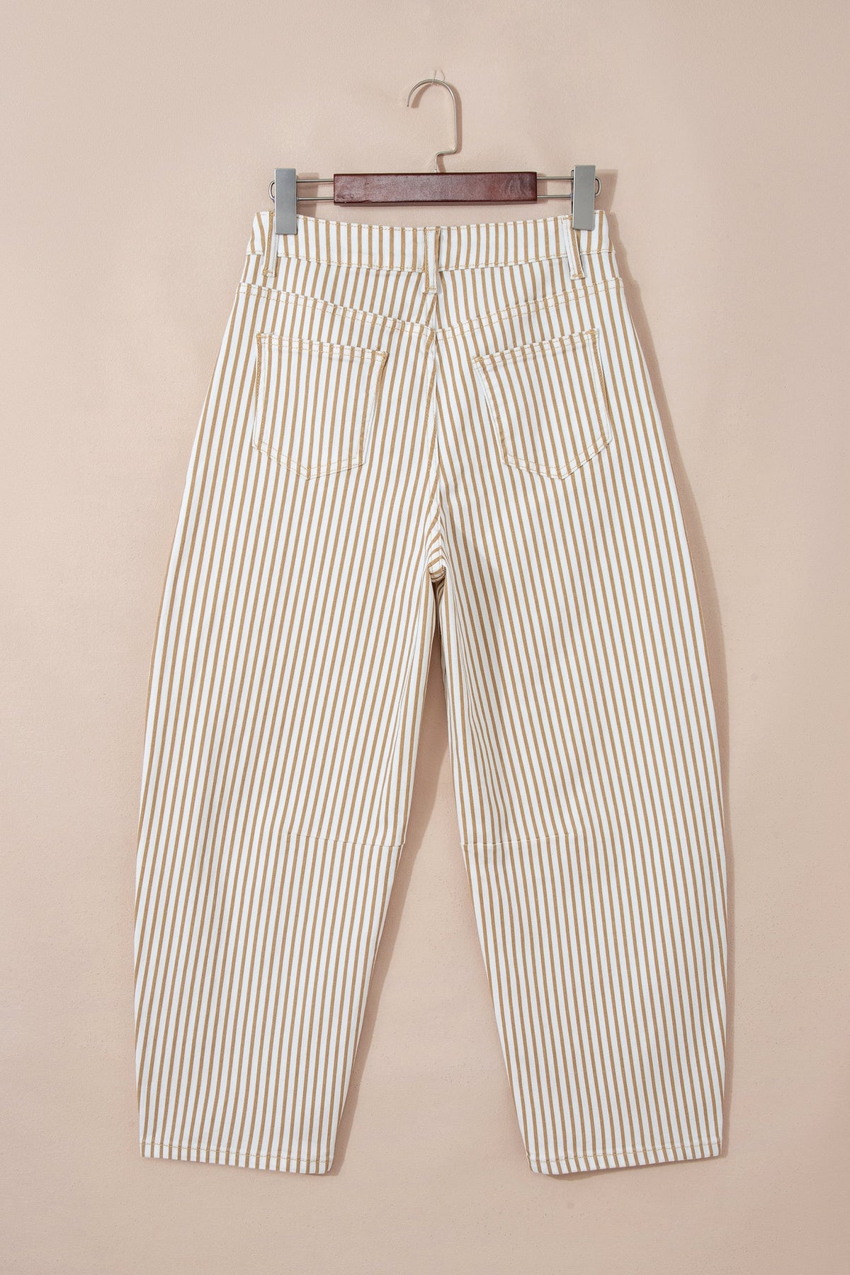 Stripe Denim High Waist Barrel Leg Jeans