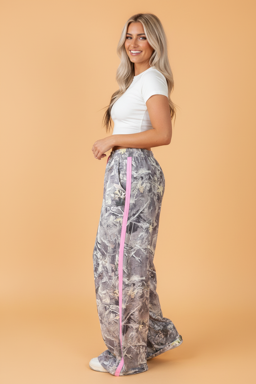 Camo Woodland Colorblock Wide Leg Sweatpants