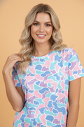 Camo Drop Shoulder Short Sleeve Tunic Tee