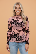 Floral Retro Mesh Long Sleeve Blouse