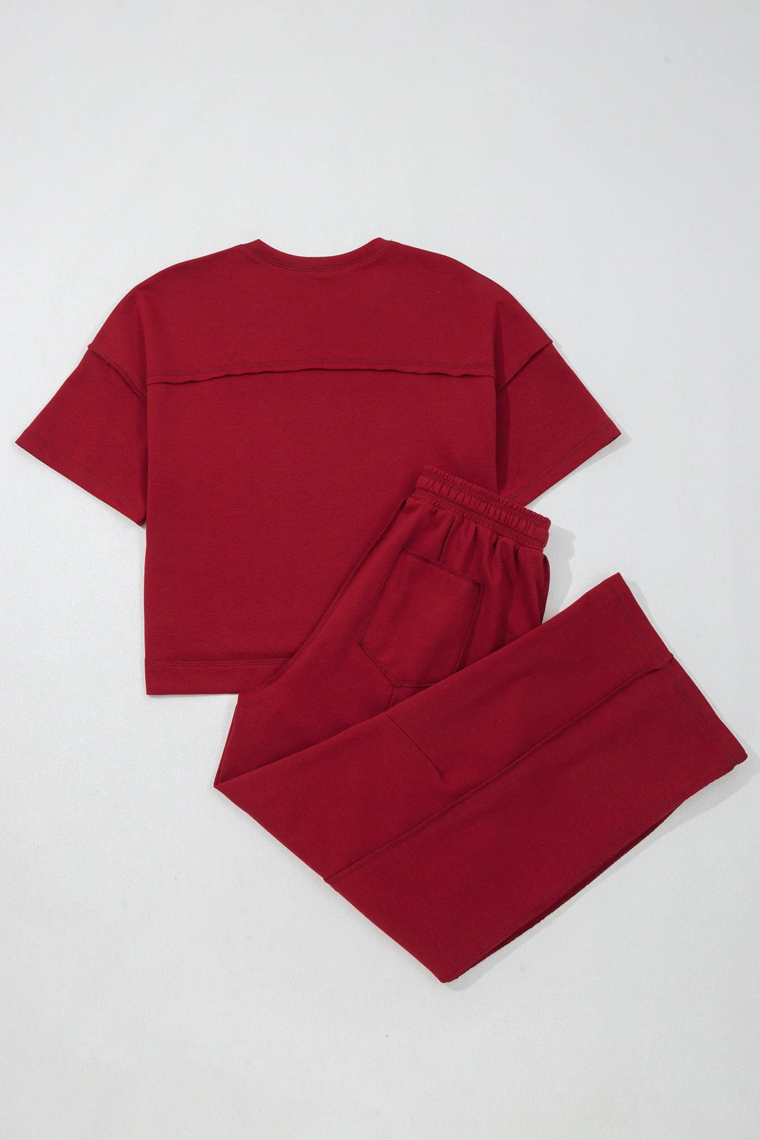 Solid Drop Shoulder Boxy Tee & Barrel Pants Set