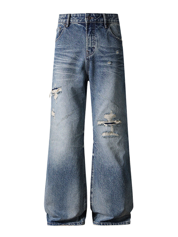 LIGHT WASH DISTRESSED BOOTCUT DENIM