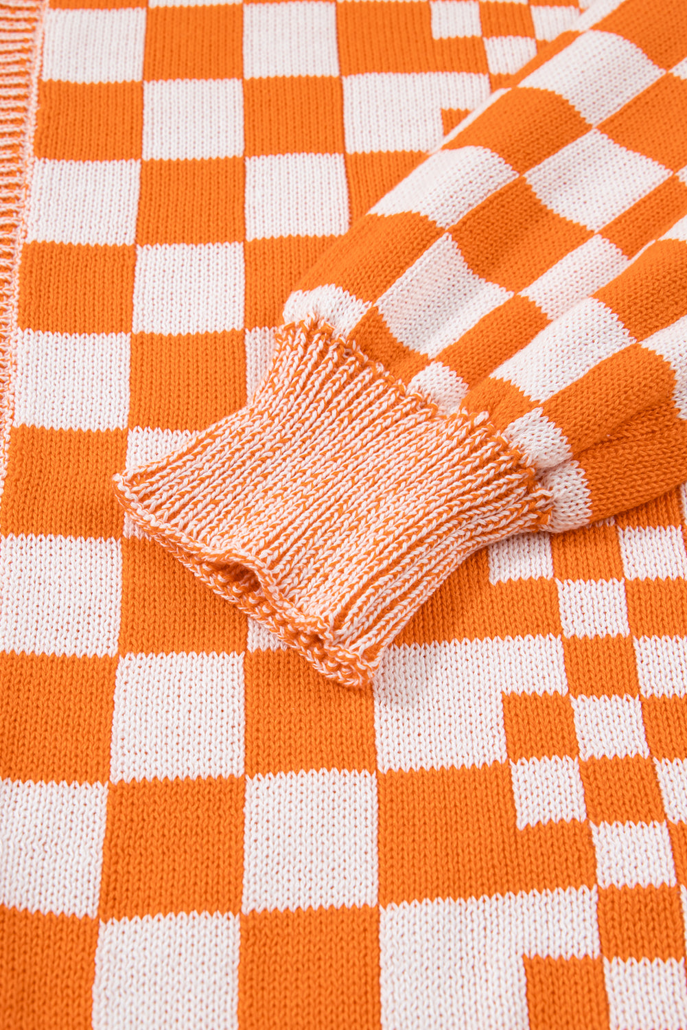 Plus Size Checker Drop Shoulder Open Front Cardigan