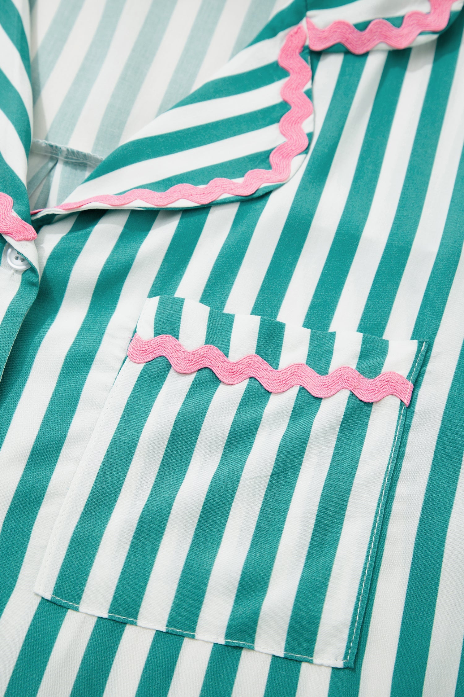 Stripe Ricrac Trim Shirt & Drawstring Shorts Set