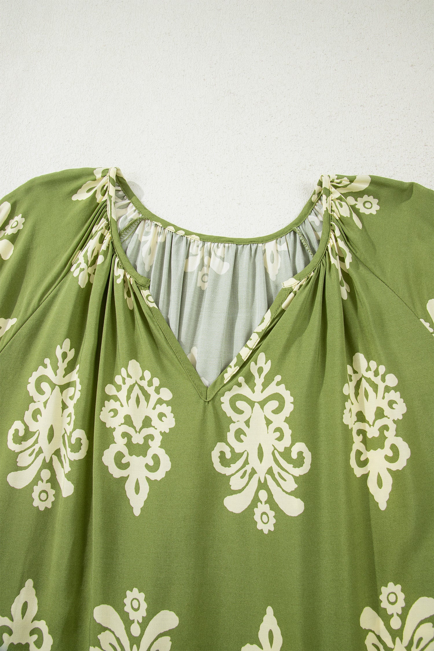 Plus Size Boho Floral Boho Notch V-Neck Top