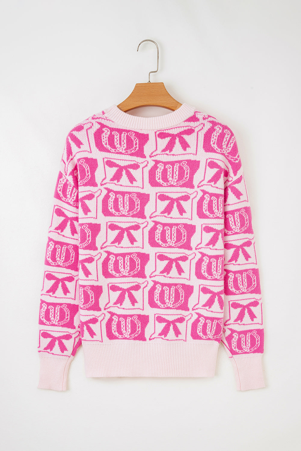 Western Bows & Horseshoes Long Sleeve Sweater
