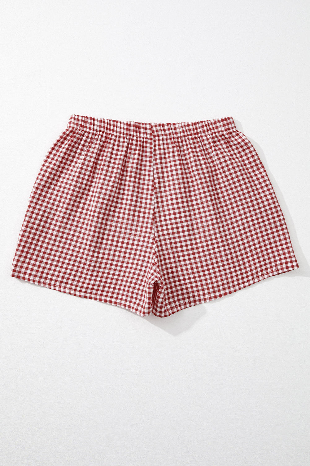 Gingham Plaid High Elastic Waist Shorts