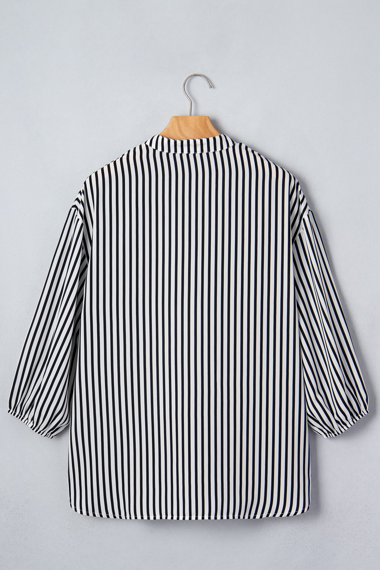 Stripe 3/4 Sleeve V-Neck Button Up Shirt