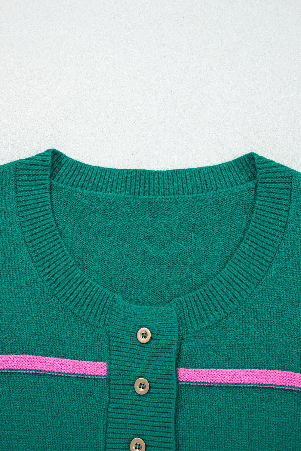 Plus Size Stripe Half Button Drop Shoulder Sweater