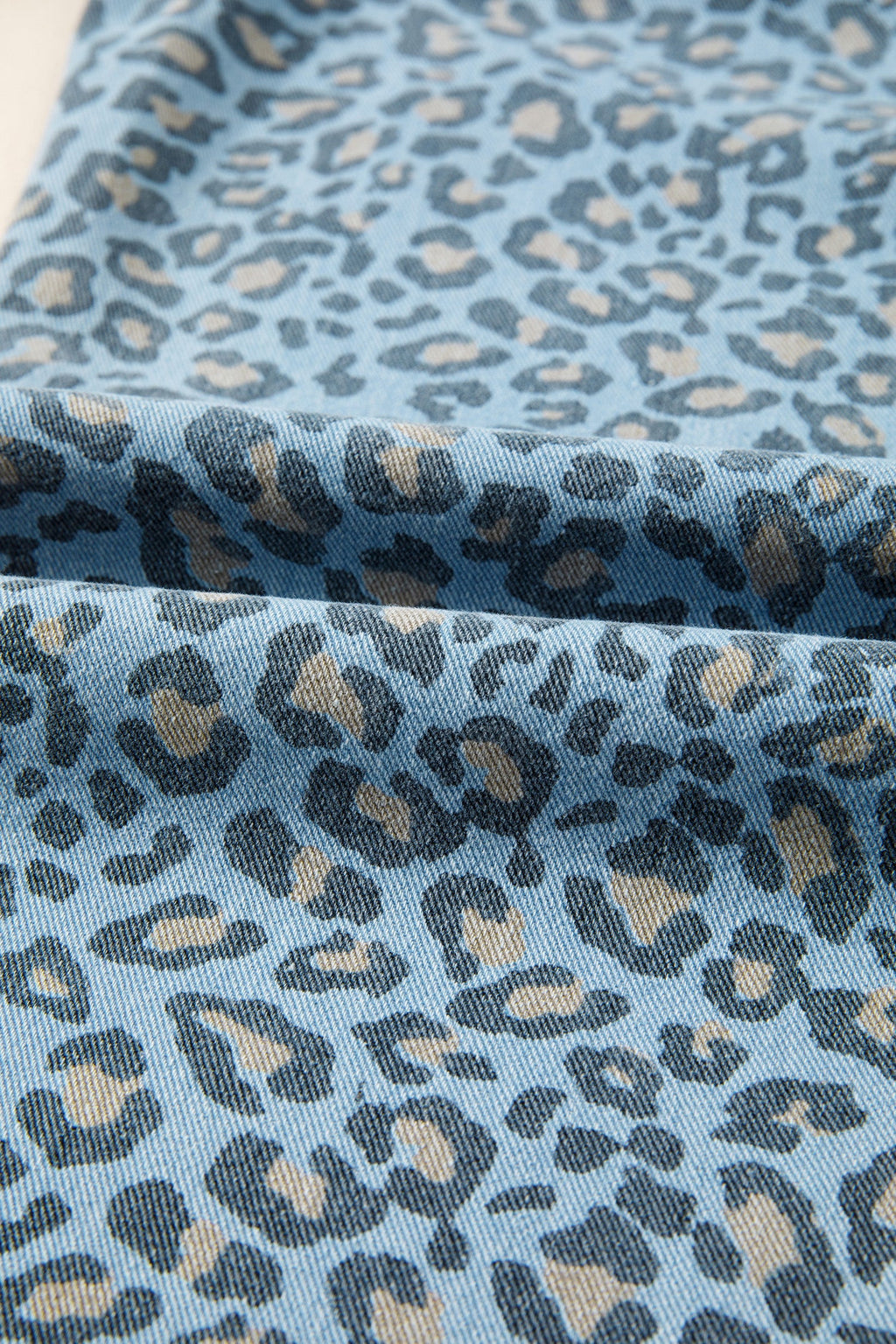 Leopard Exposed Seam Wide Leg Drawstring Jeans