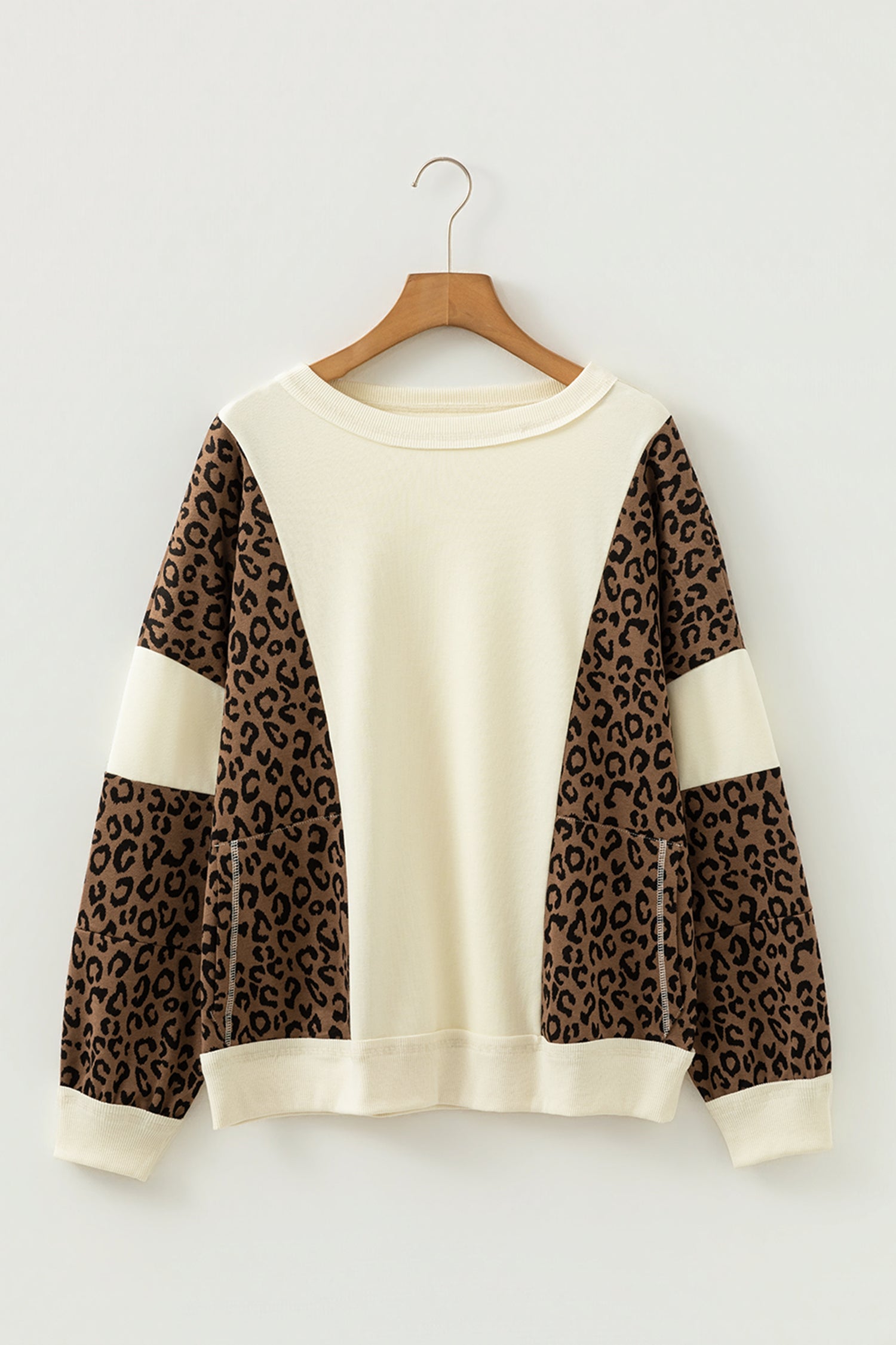 Leopard Patchwork Raw Seam Colorblock Top