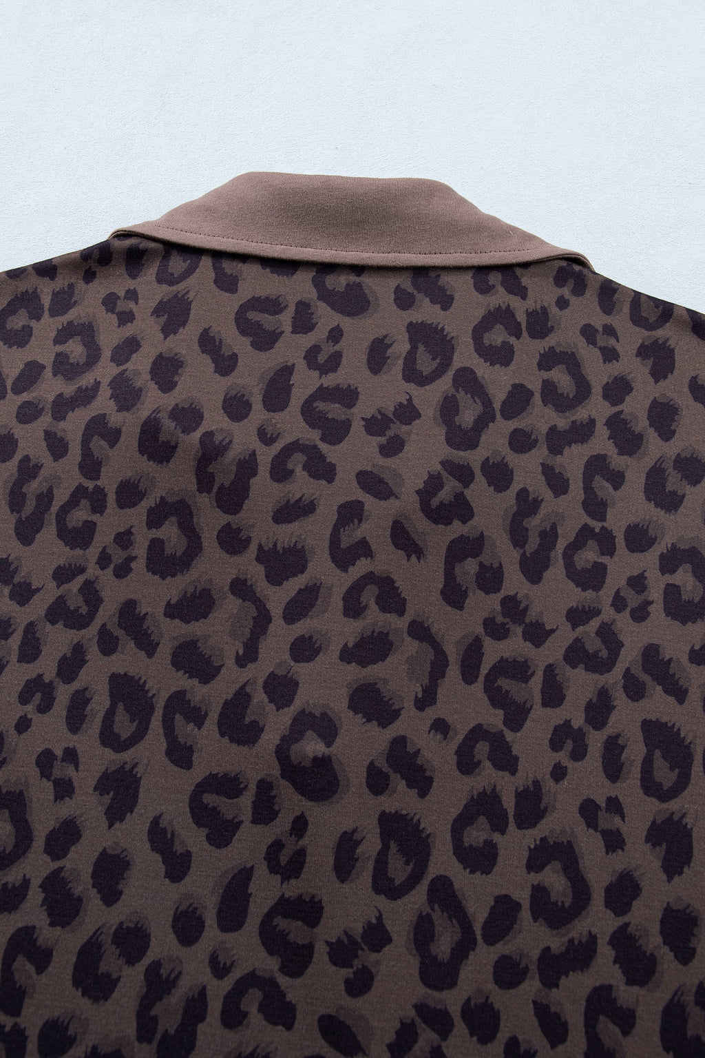 Leopard Collared V-Neck Top & Shorts Set