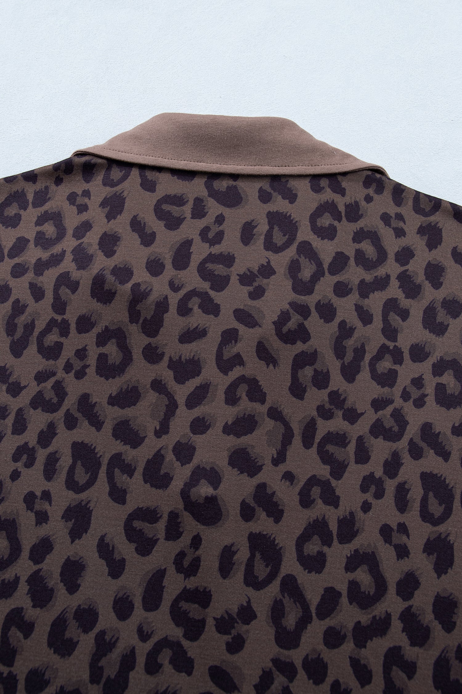 Leopard Collared V-Neck Top & Shorts Set