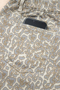 Leopard Raw Edge Denim Shorts