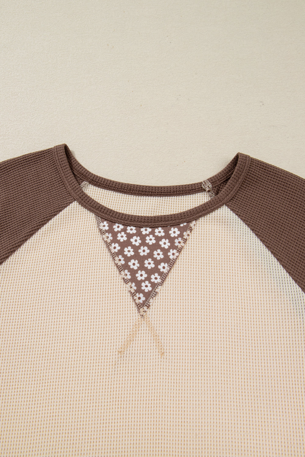 Floral Patchwork Colorblock Raglan Long Sleeve Top