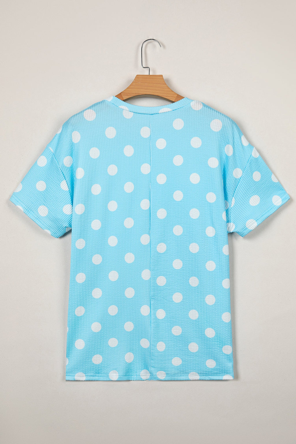 Polka Dot Patch Pocket Drop Shoulder Textured Top