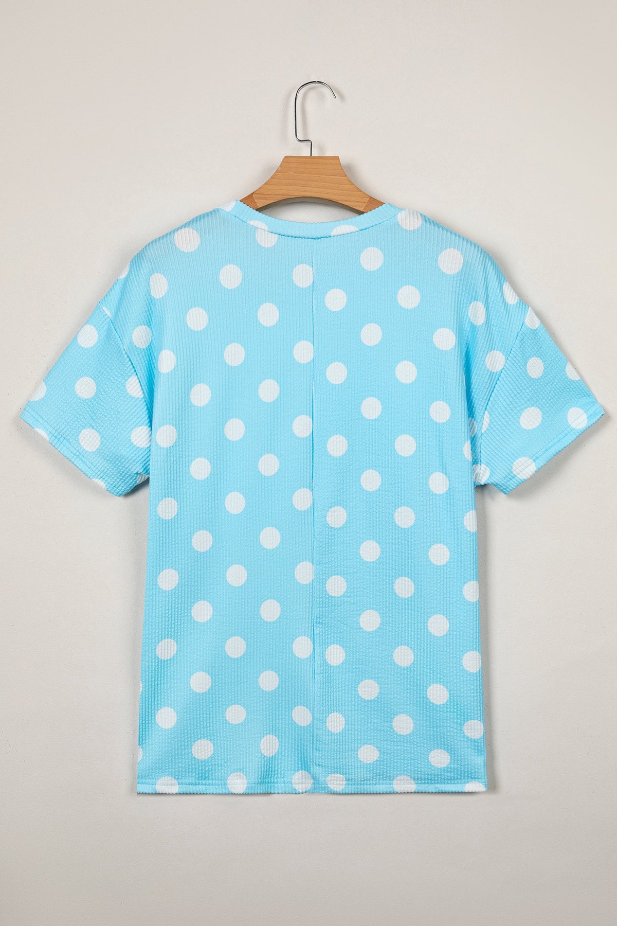 Polka Dot Patch Pocket Drop Shoulder Textured Top