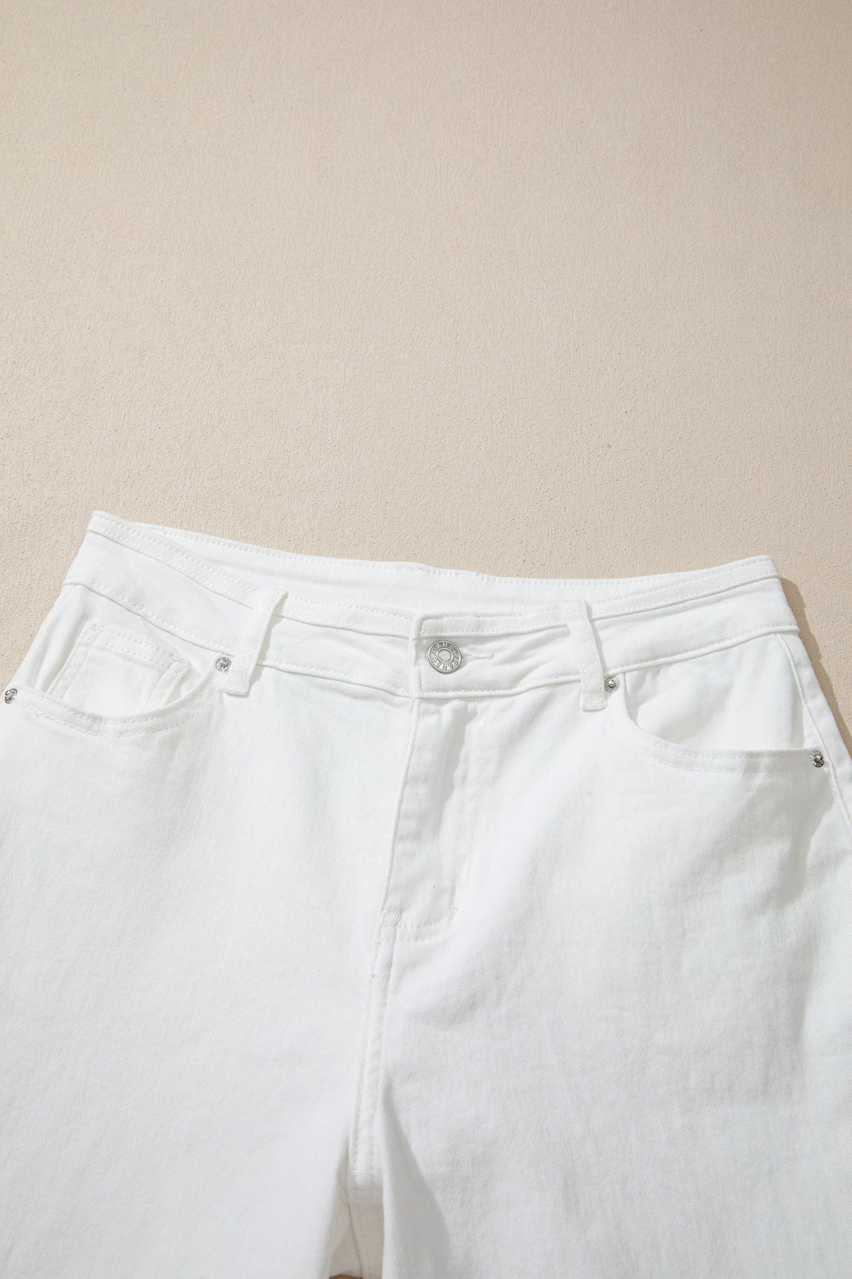 Solid Denim High Waist Wide Leg Jeans