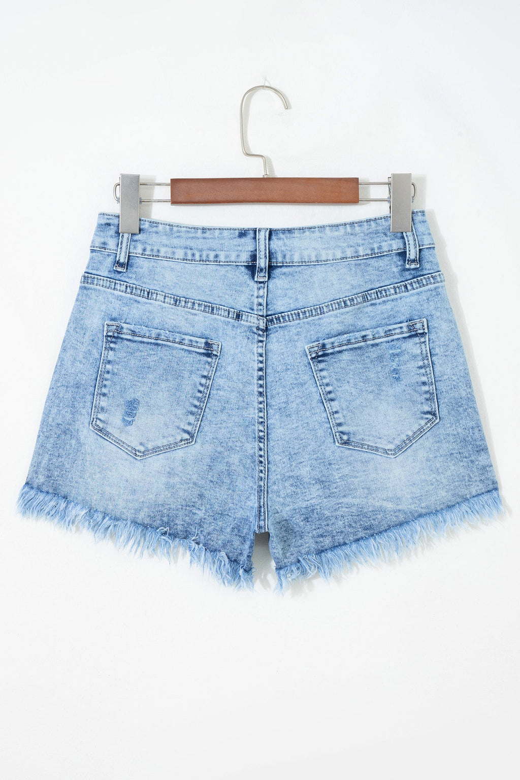 Distressed Denim Acid Wash High Waist Shorts
