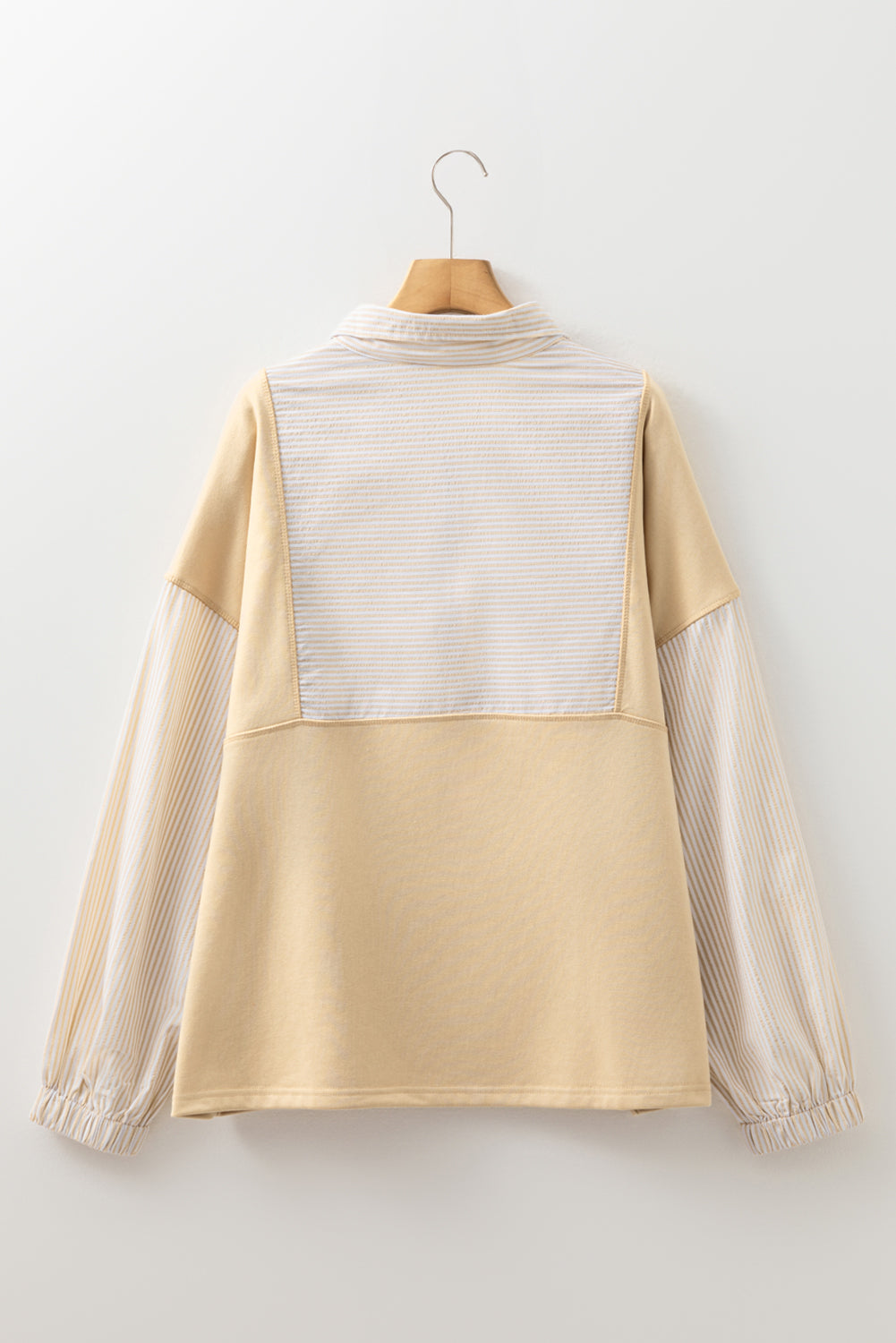 Plus Size Stripe Patchwork Half-Zip Sweatshirt
