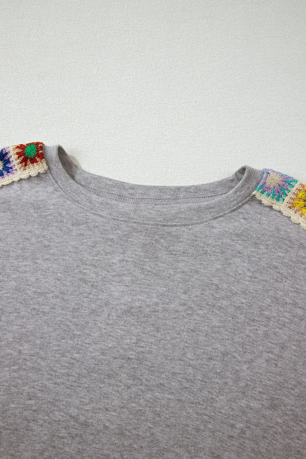 Crochet Trim Dolman Sleeve T-Shirt