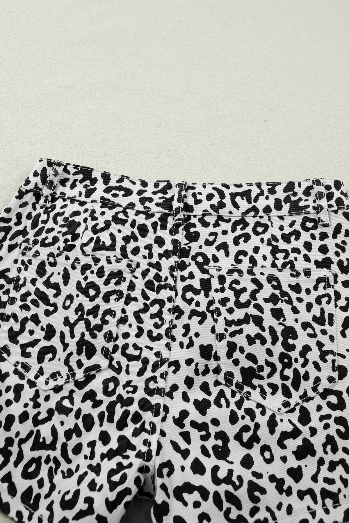 Leopard Denim Buttoned Overlap Shorts