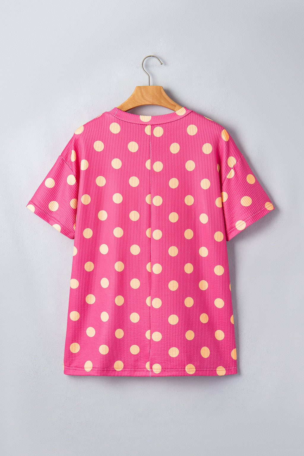 Polka Dot Patch Pocket Drop Shoulder Textured Top