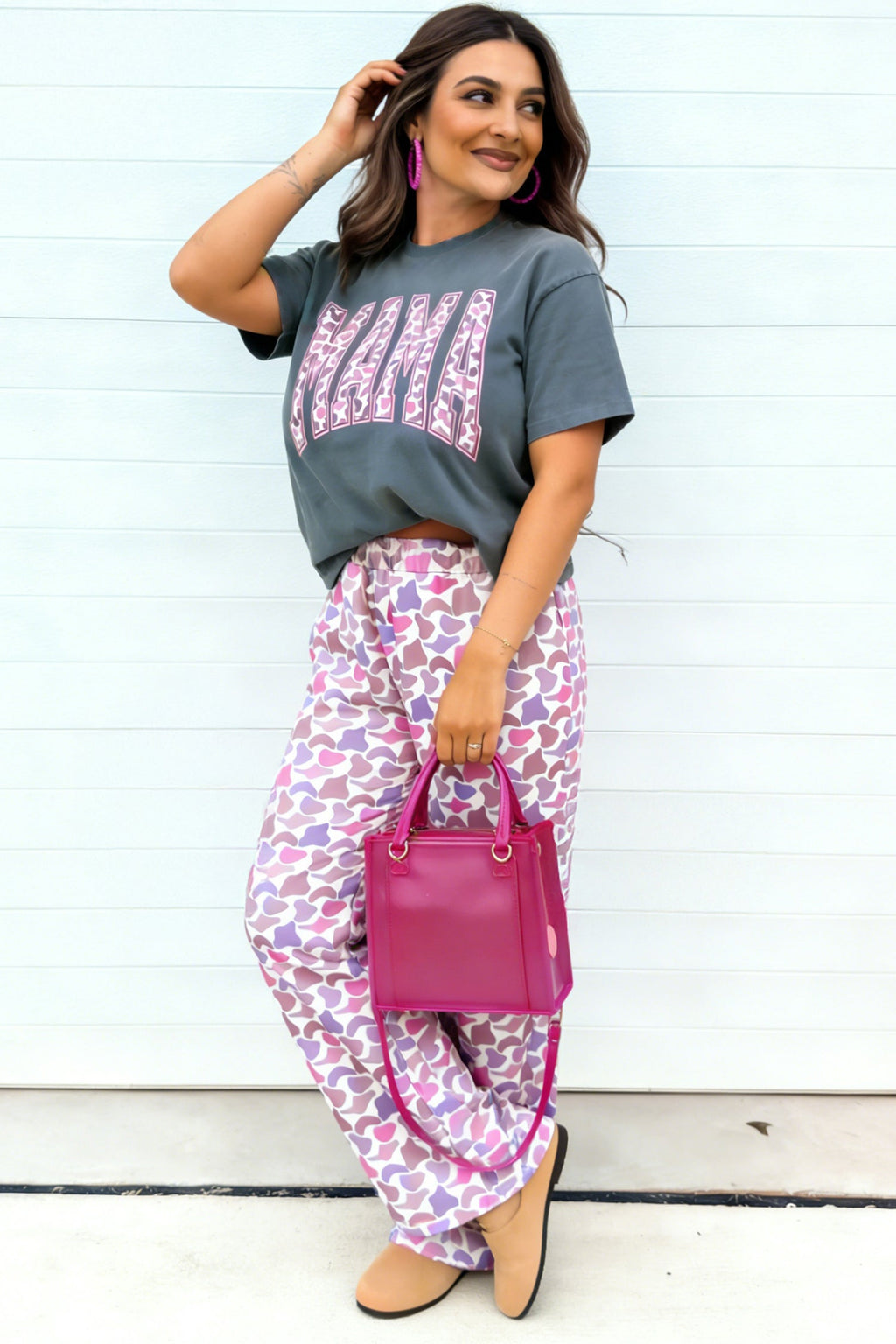 MAMA Camo Graphic Tee & Loose Pant Set