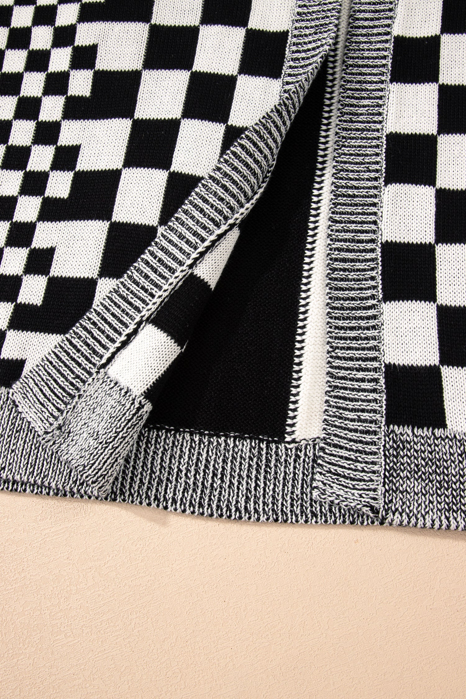 Plus Size Checker Drop Shoulder Open Front Cardigan