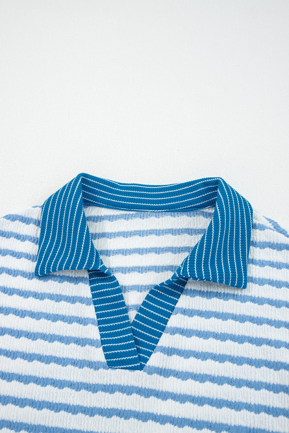 Stripe Collared Top and Drawstring Pants Set
