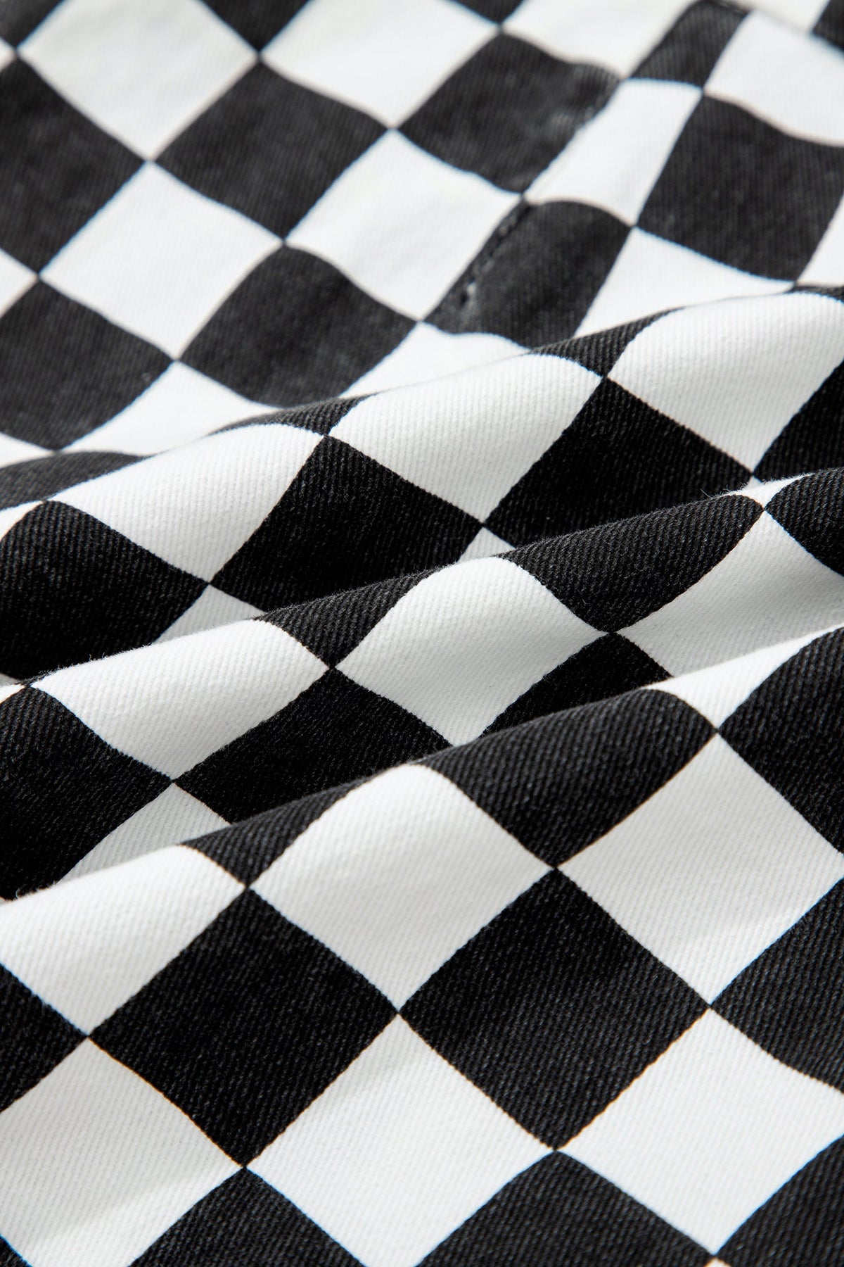 Checker Denim Pocketed Overlap Skort