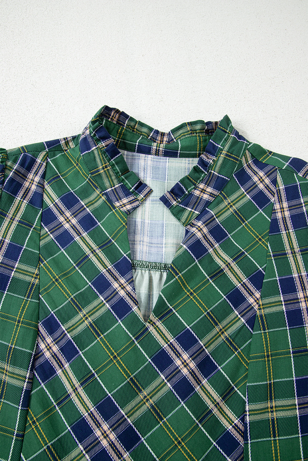 Plaid Frilled Collar Long Sleeve Mini Dress