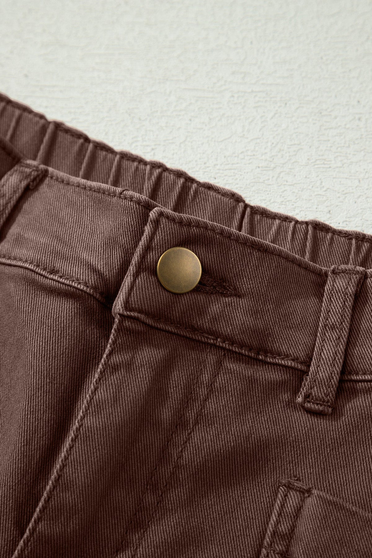 Solid Denim Patch Pocket Barrel Leg Jeans