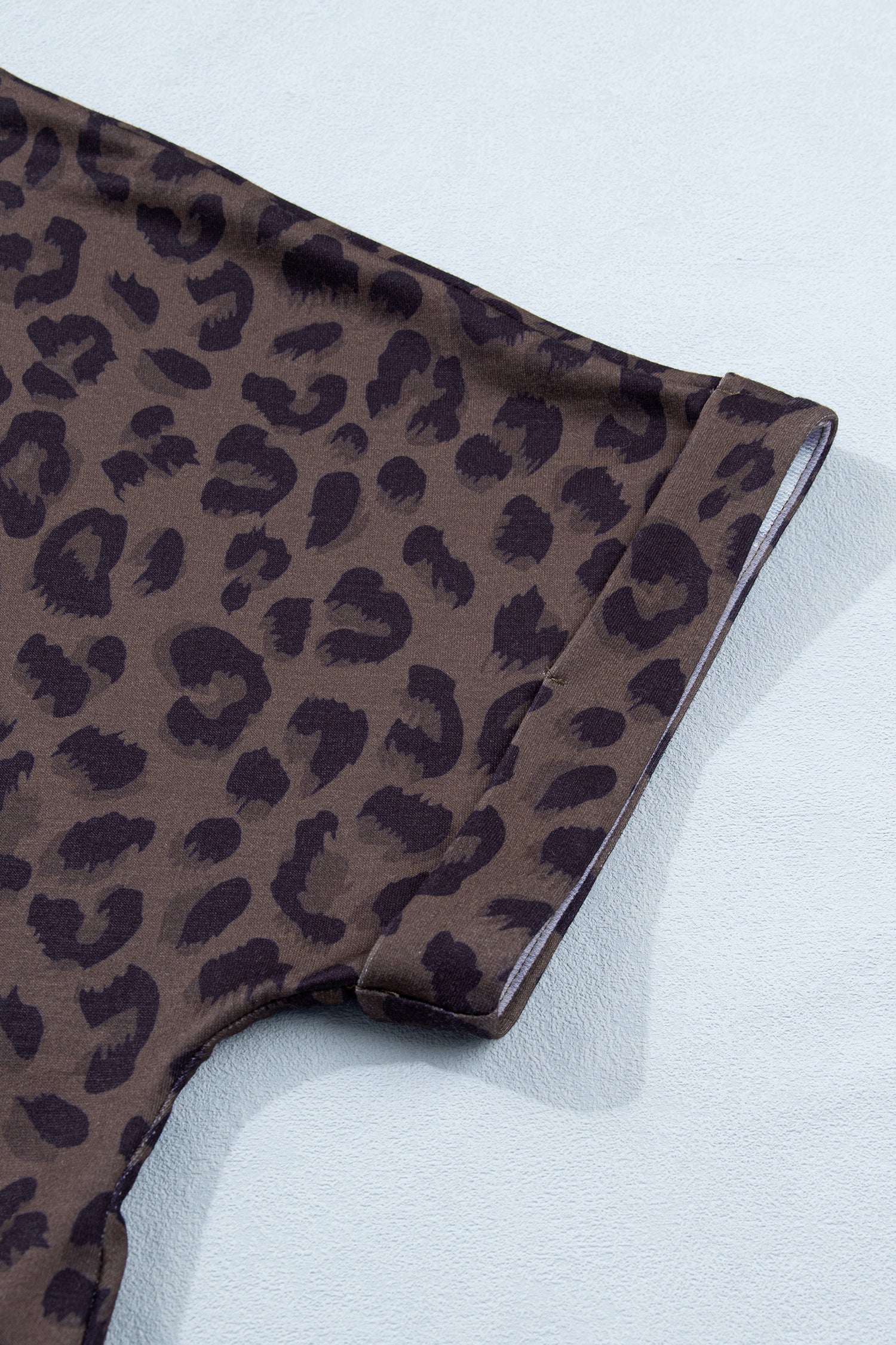 Leopard Collared V-Neck Top & Shorts Set