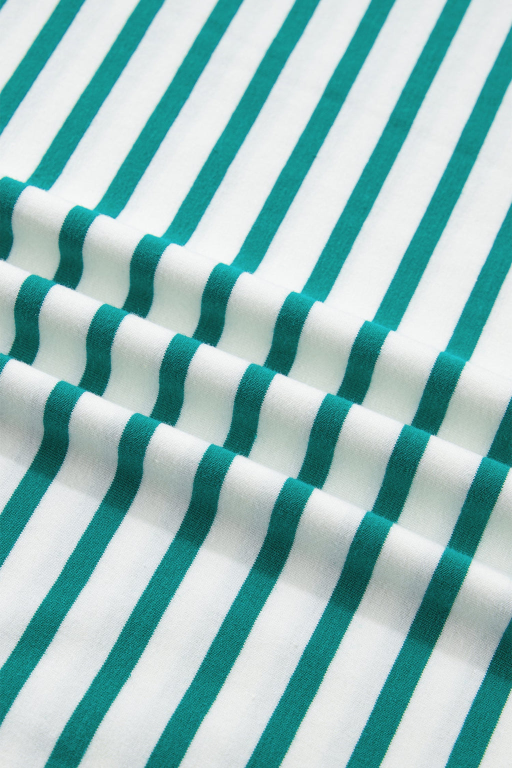 Stripe Scallop Trim Round Neck T-Shirt