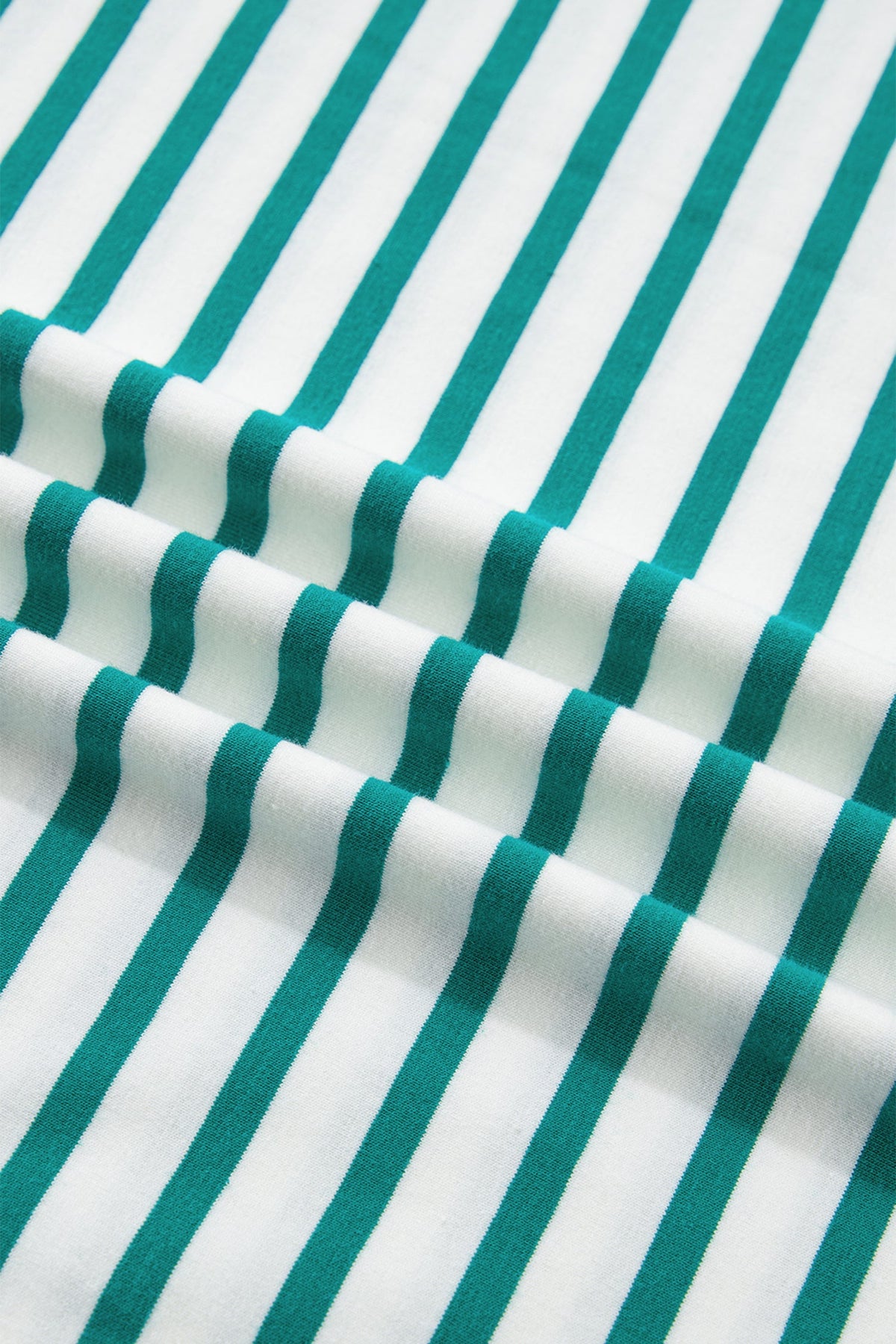 Stripe Scallop Trim Round Neck T-Shirt