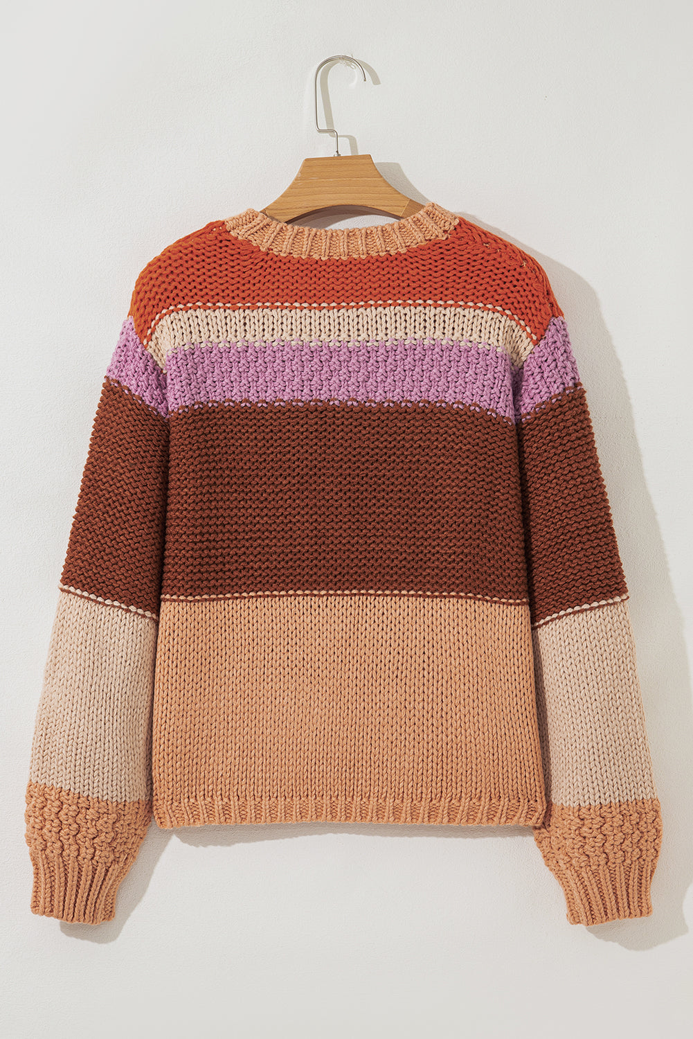 Colorblock Drop Shoulder Cropped Sweater