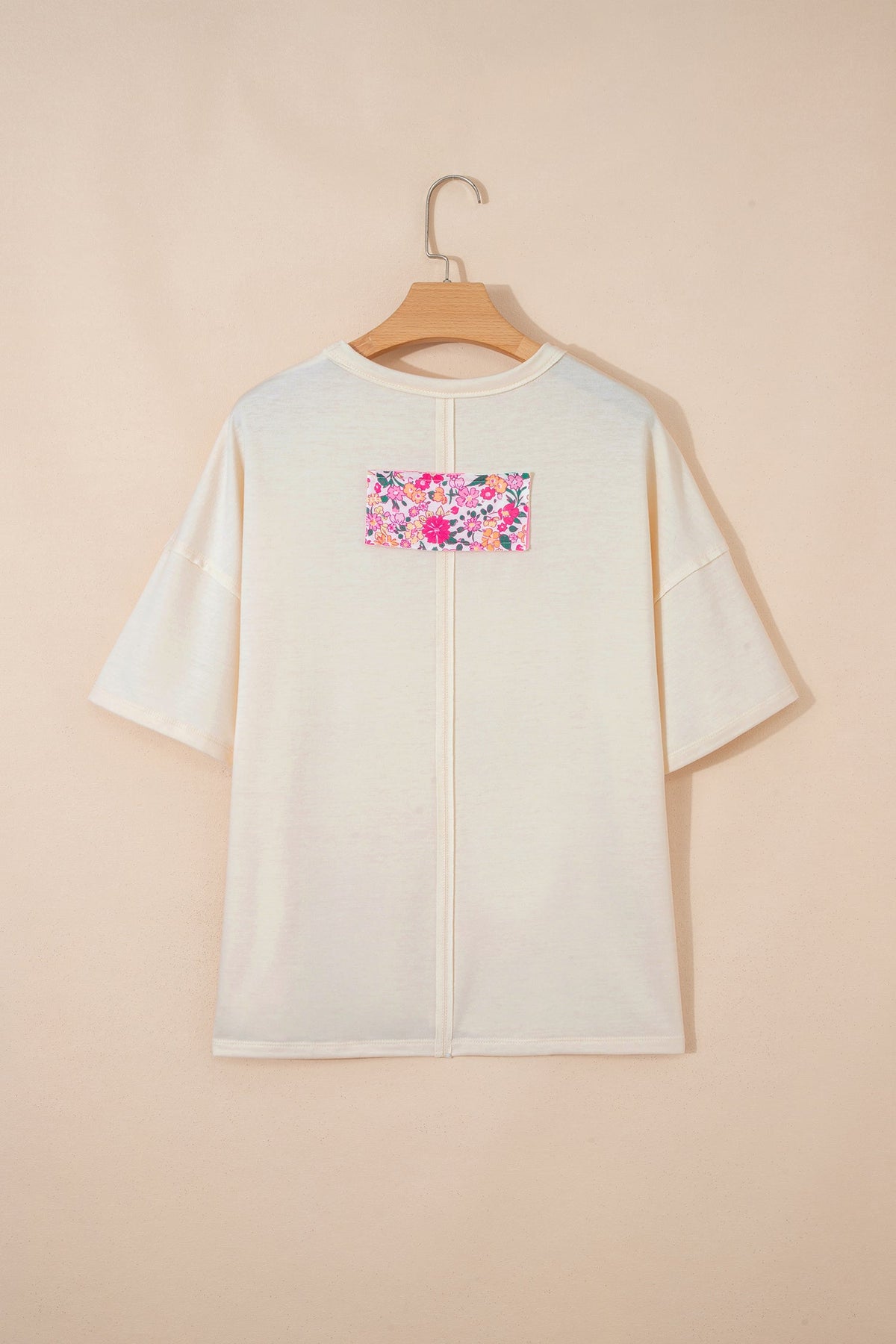 Floral Patchwork Raw Seam Oversize Tee