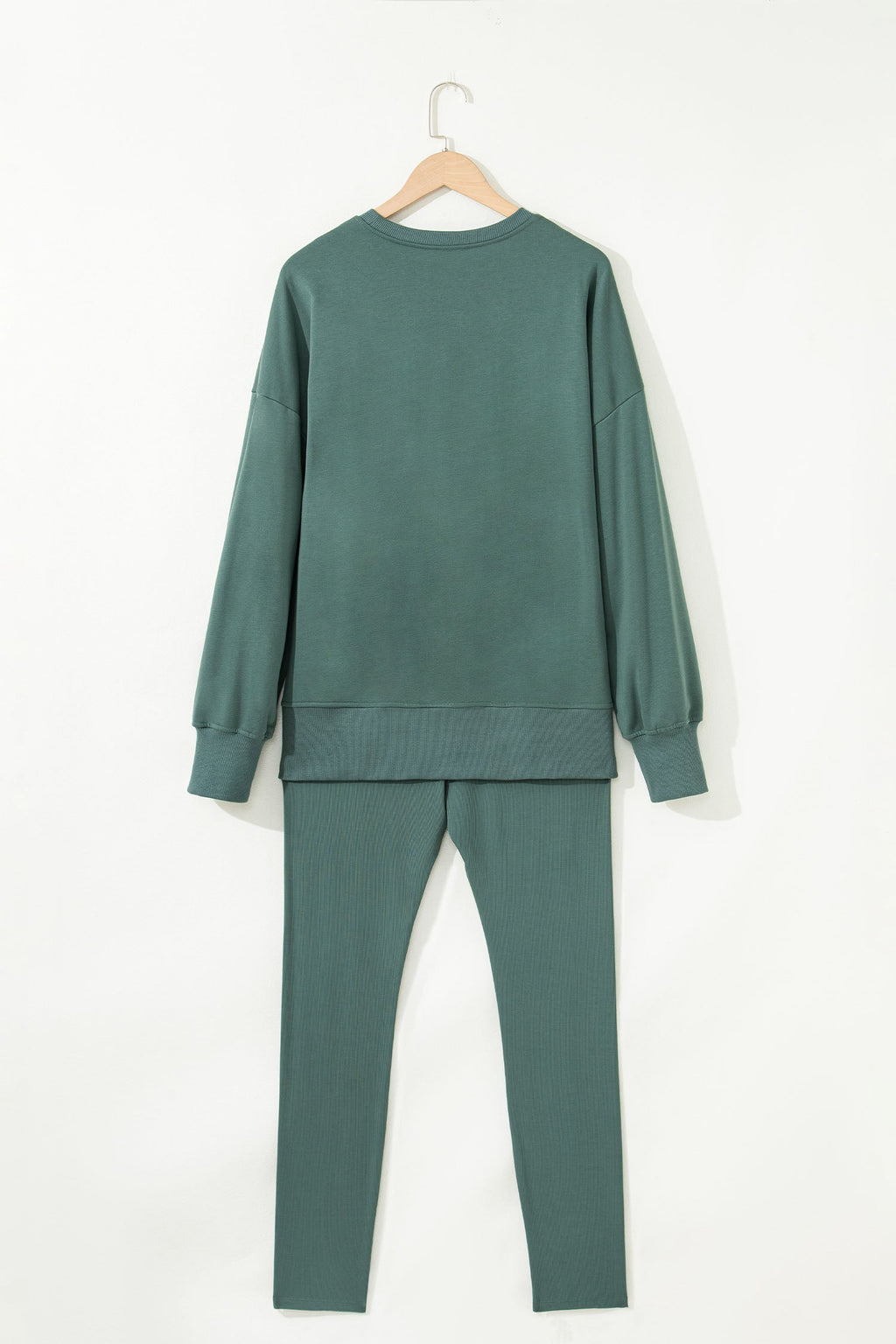 Solid Oversize Sweatshirt and Ribbed Leggings Set