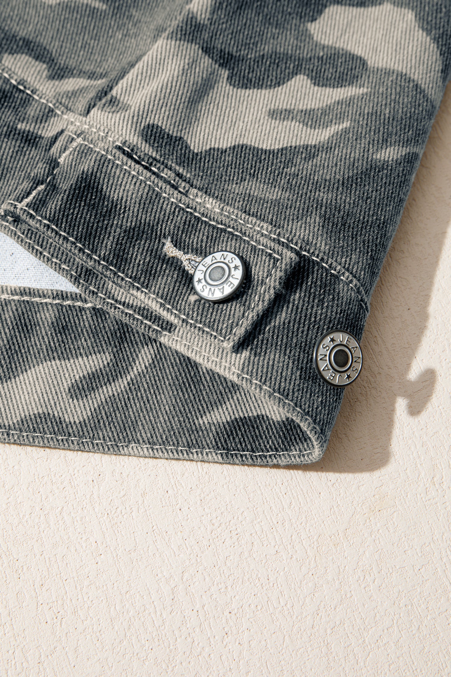 Camo Denim Cargo Pocket Buttoned Vest