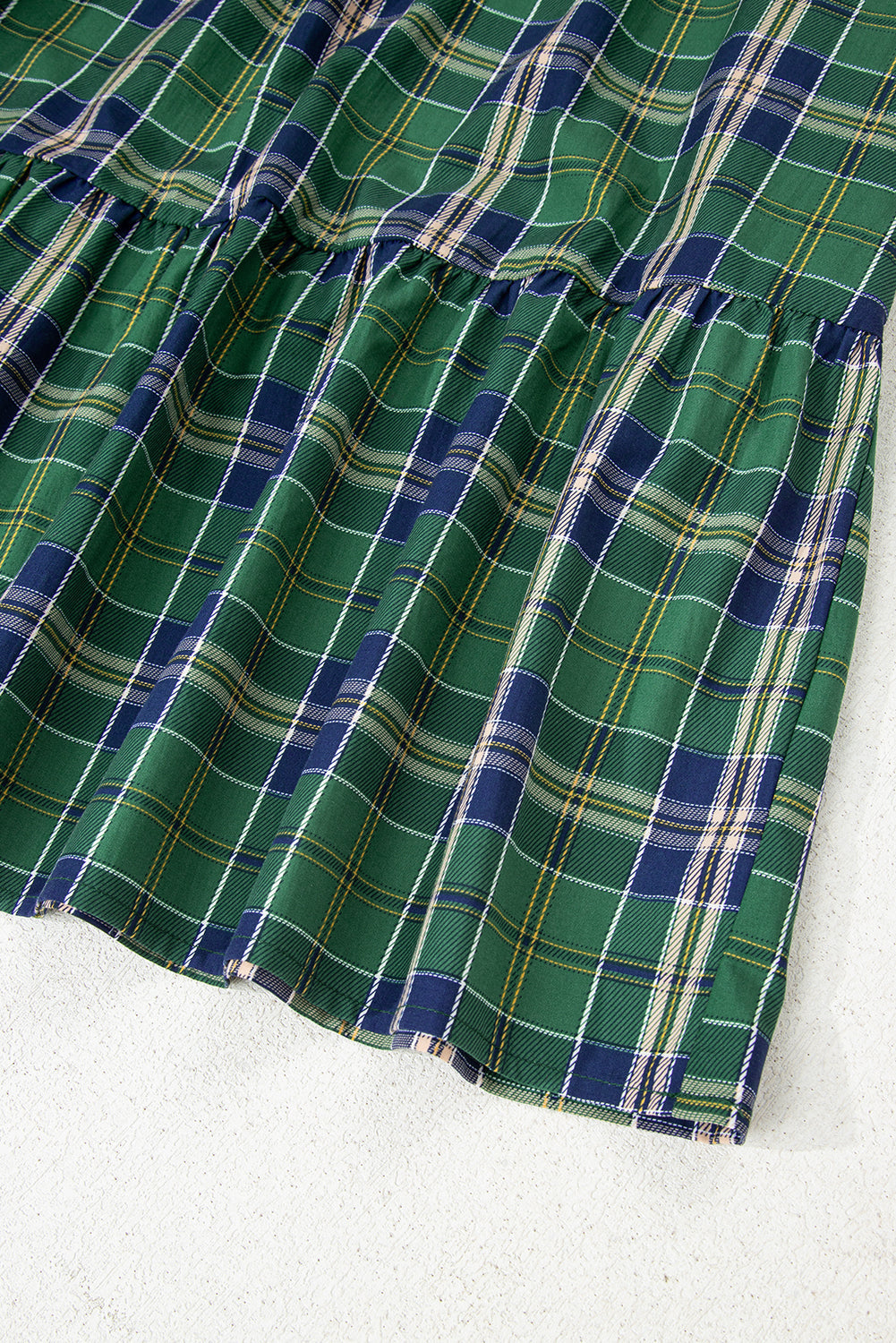 Plaid Frilled Collar Long Sleeve Mini Dress