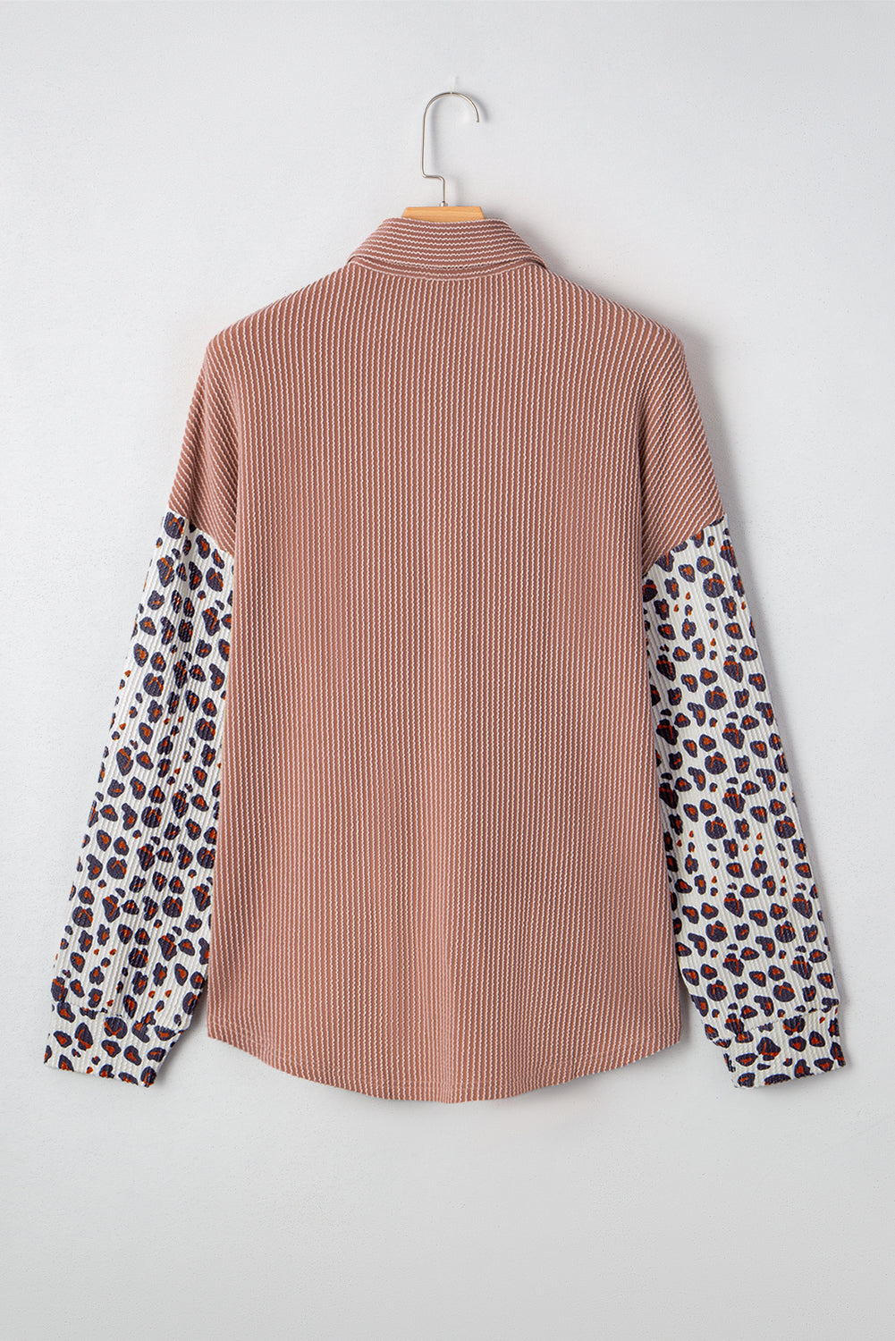 Western Leopard Corded Knit Patchwork Shacket