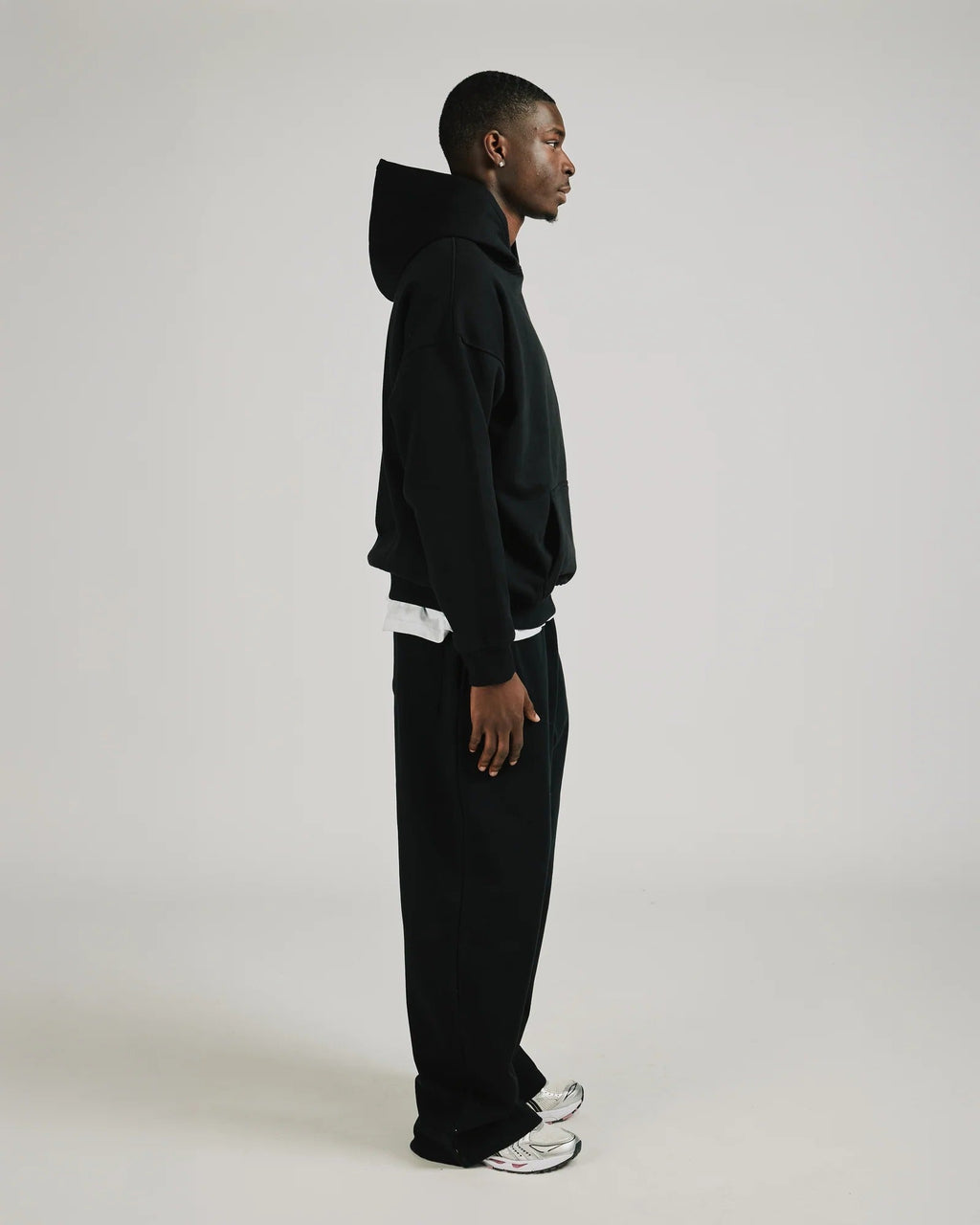 Black Drop Shoulder Hoodie