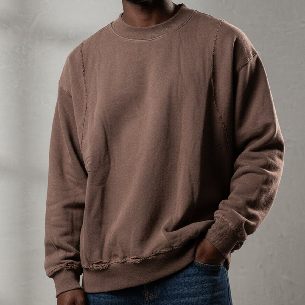 Mocha Distress Oversized Sweatshirt